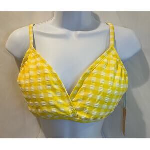Yellow & White Checked Seersucker Bikini Top - NWT - Size M